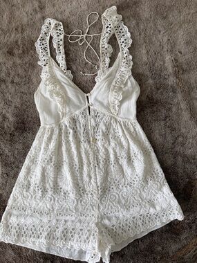 Zimmermann White Crochet Lace Romper 0 XS